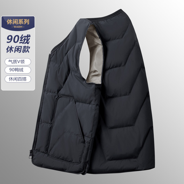 13725311.优选90绒秋冬休闲百搭V领羽绒马甲男