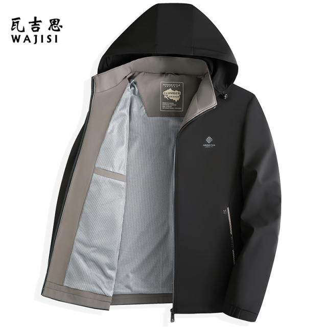 13727808.男式春秋连帽可拆休闲挺括有型时尚百搭春秋季夹克外套