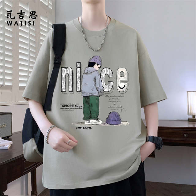 13728966.短袖t恤男生夏季新款青少年帅气美式大童宽松透气半袖上衣服潮流