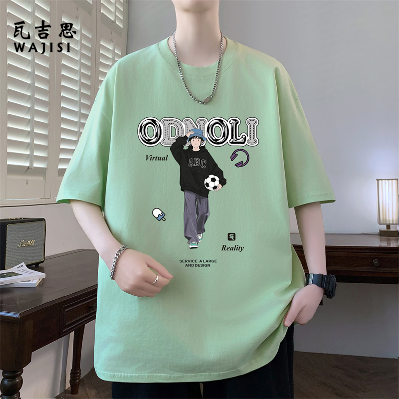 13728986.纯棉短袖t恤男孩初中高中学生宽松半袖青少年帅气大童夏装上衣服