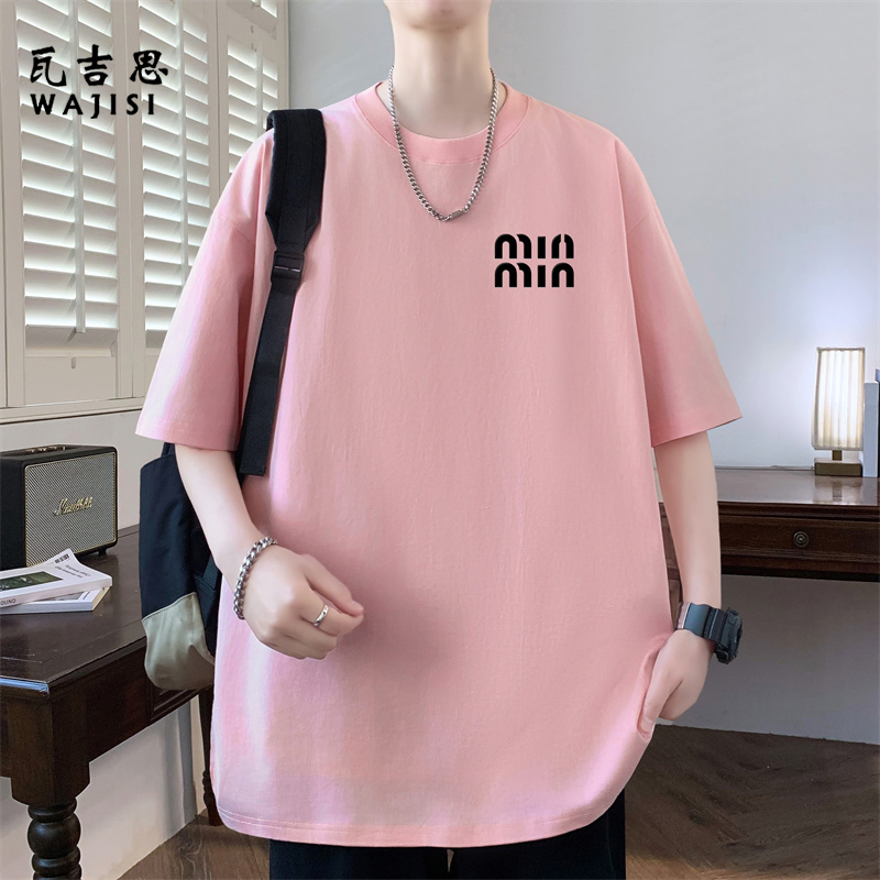 13728949.美式风潮牌短袖男夏季凉感新款圆领复古体恤透气半袖衣服宽松T恤