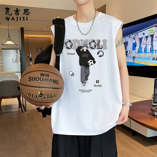 13728896.青少年无袖t恤男孩初高中学生潮流帅气背心大童夏装透气凉感上衣