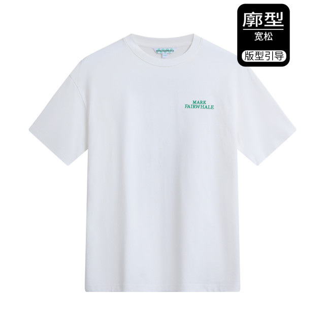 13730098.【后背丹顶鹤立体印绣】夏圆领宽松透气廓形休闲男士短袖T恤