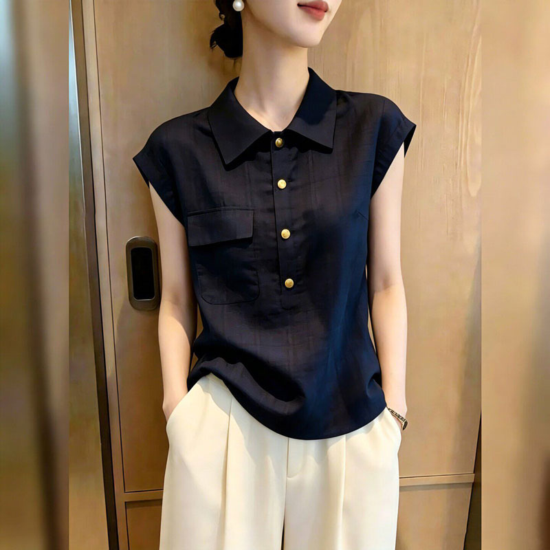 13729958.丹芙娅法式独特别致时尚气质polo领衬衫