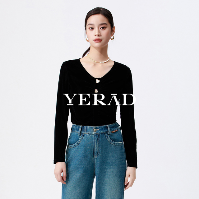 13734381.【娅丽达】优雅时尚长袖打底针织衫女小衫