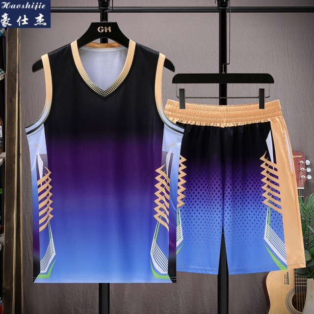 13736885.《舒适透气》夏季套装青少年运动篮球服比赛训练服
