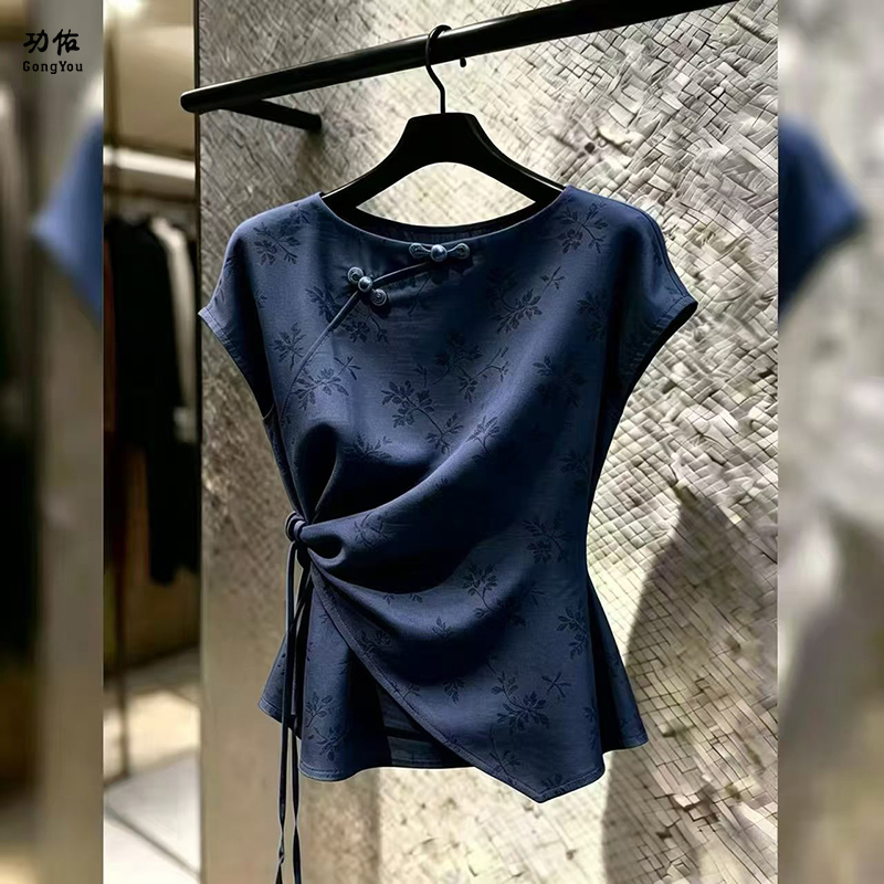 13736062.【功佑】国风复古中式盘扣短袖衬衫