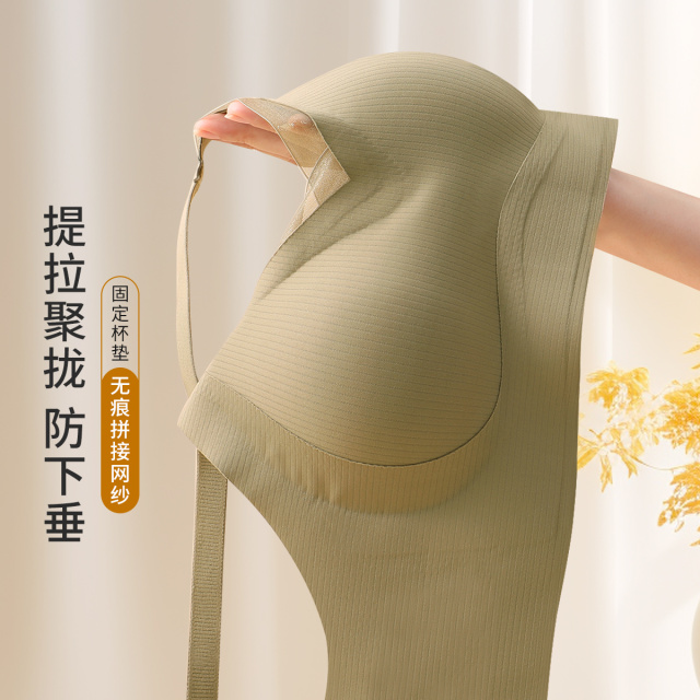 13734847.【反重力提拉】内衣女聚拢提拉防下垂无钢圈V领网纱美背文胸罩