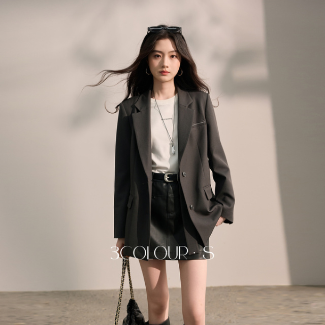 13736195.三彩2026秋季新款西装外套刺绣单排扣小西服宽松通勤S