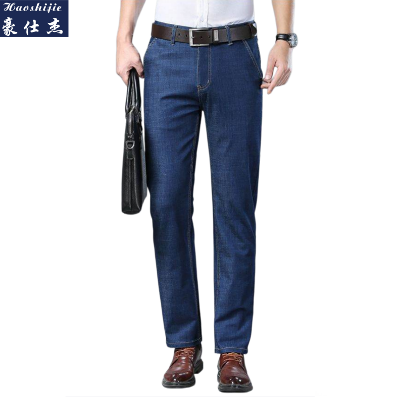 13736895.《休闲潮流》夏季薄款牛仔裤男宽松直筒休闲简约舒适牛仔裤