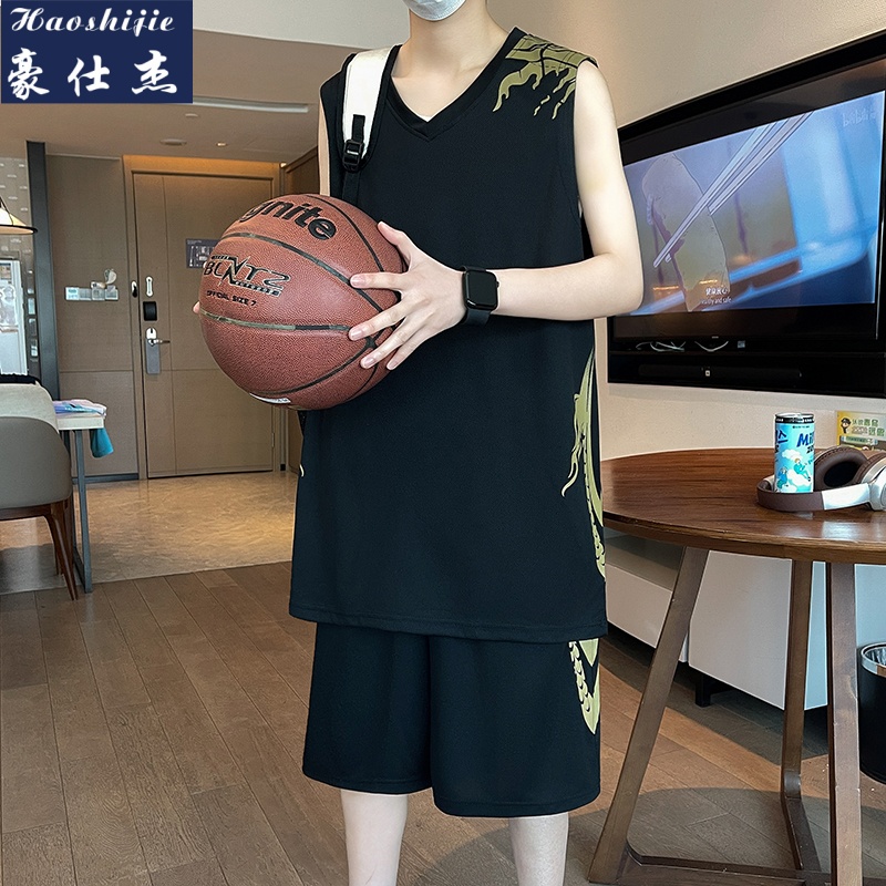 13736880.《舒适透气》夏季冰丝篮球服套装男跑步速干比赛队服