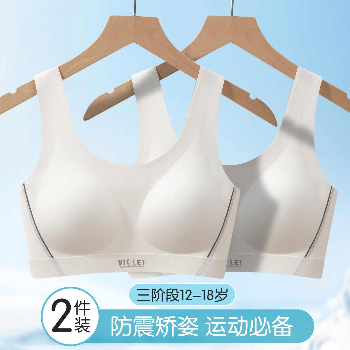 13740108.2件【体育课运动防震】三阶段网眼透气文胸学生女童背心儿童内衣