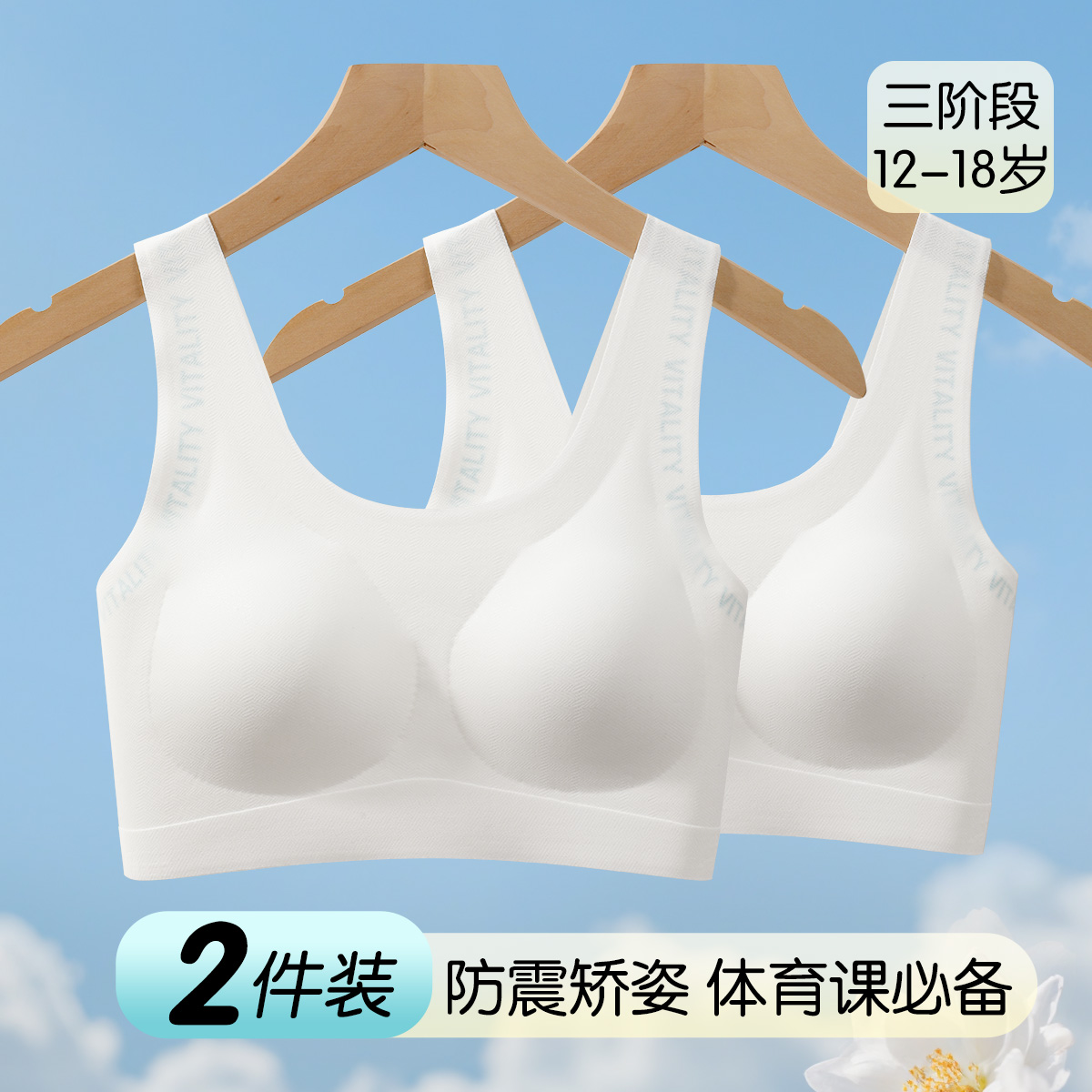13740109.2件三阶段发育期初高中生少女运动内衣运动防震女孩文胸防驼背