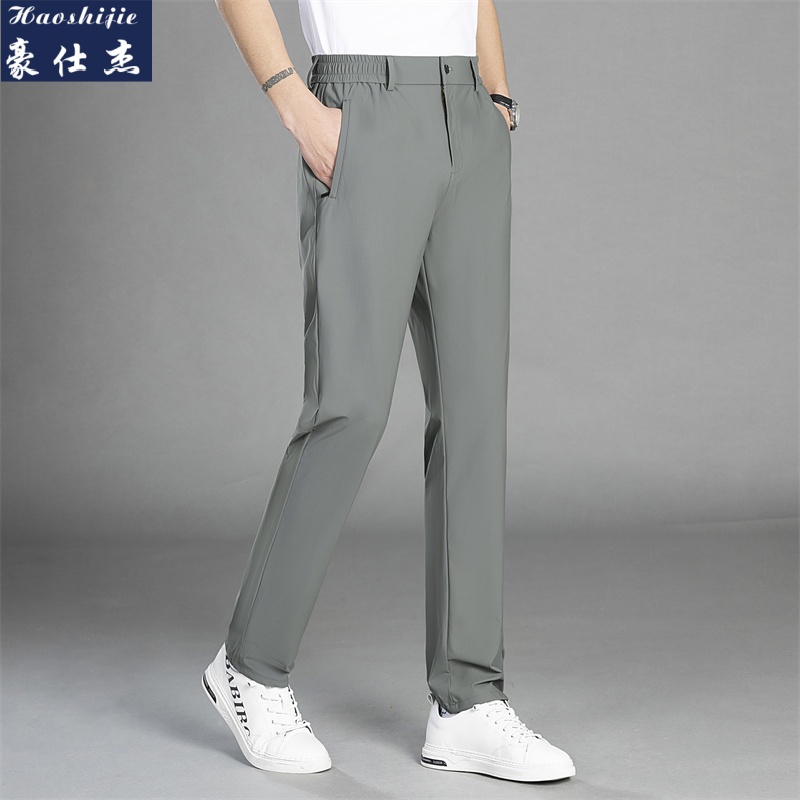 13744090.《百搭潮流》夏季新款冰丝休闲裤高弹力速干裤男士松紧休闲裤
