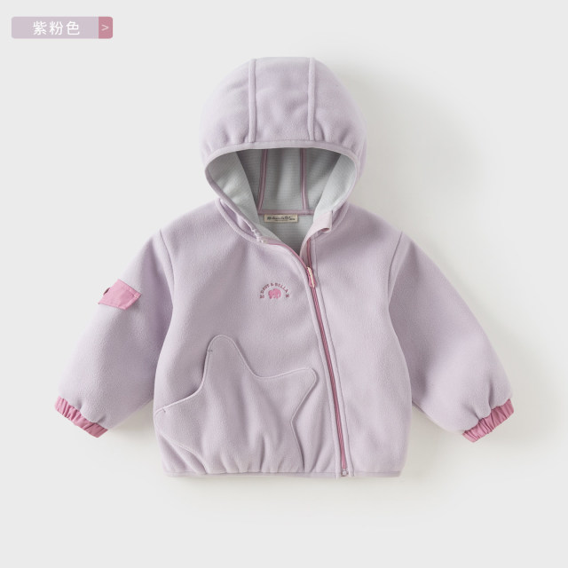 13744279.戴维贝拉儿童摇粒绒外套秋季新款男女童卫衣宝宝抗静电上衣