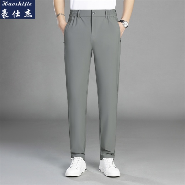 13744090.《百搭潮流》夏季新款冰丝休闲裤高弹力速干裤男士松紧休闲裤