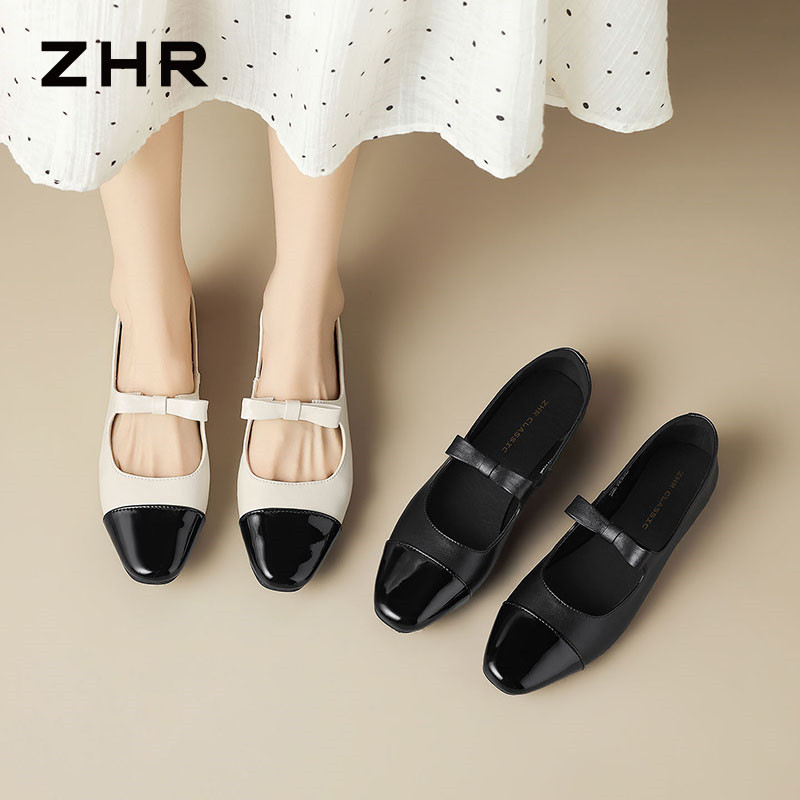 13748954.【ZHR则则】平底玛丽珍鞋圆头套脚平底女鞋[猪皮软垫]