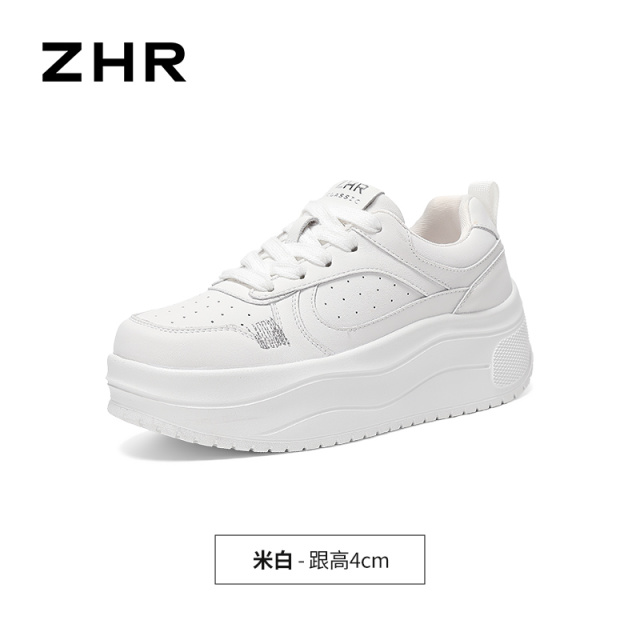 13748896.【ZHR则则】厚底小白鞋圆头系带厚底女鞋[猪皮软垫]