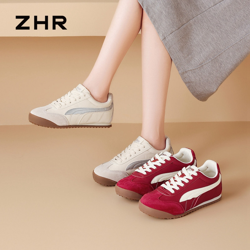 13748983.【ZHR则则】薄底德训鞋圆头系带厚底女鞋[PU+猪巴戈]