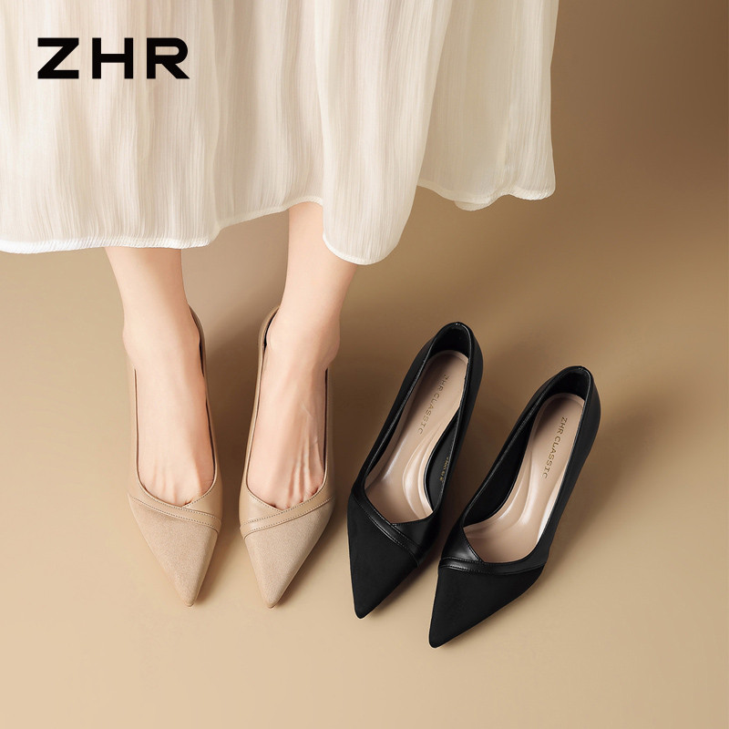 13748919.【ZHR则则】高跟单鞋尖头套脚厚底女鞋[PU+羊京绒]