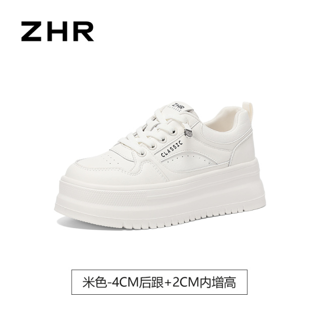 13748922.【ZHR则则】厚底小白鞋圆头松紧带厚底女鞋[超纤]