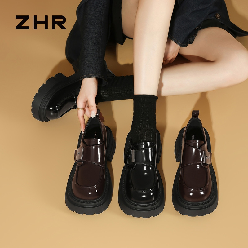 13748903.【ZHR则则】深口单鞋圆头魔术贴厚底女鞋[镜面PU]