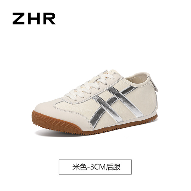 13748905.【ZHR则则】薄底德训鞋圆头系带平底女鞋[PU]