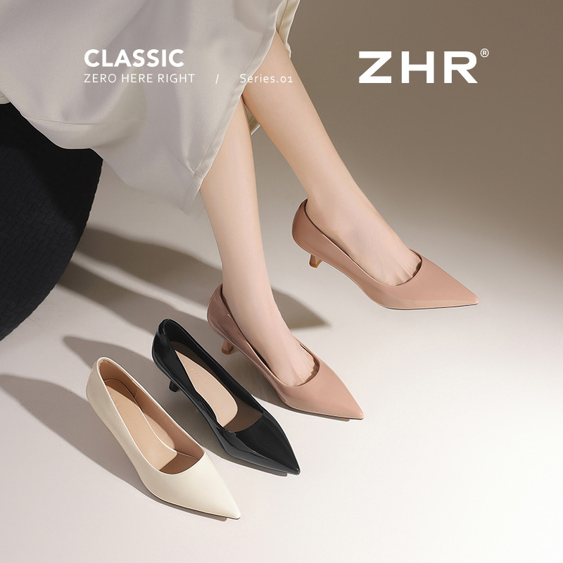 13748966.【ZHR则则】高跟单鞋尖头套脚细跟女鞋[PU]