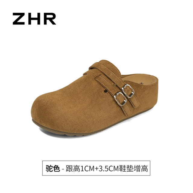 13749004.【ZHR则则】勃肯拖鞋圆头套脚内增高女鞋[羊京绒]