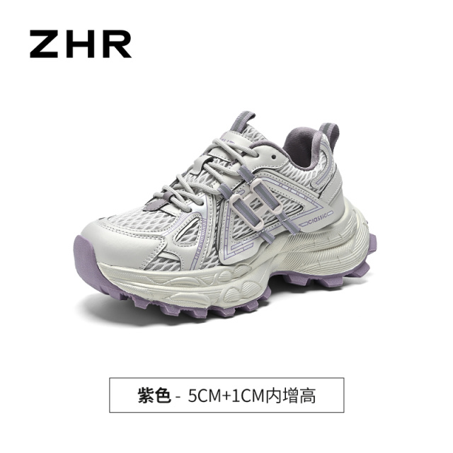 13748993.【ZHR则则】老爹鞋圆头系带厚底女鞋[超纤+网布]