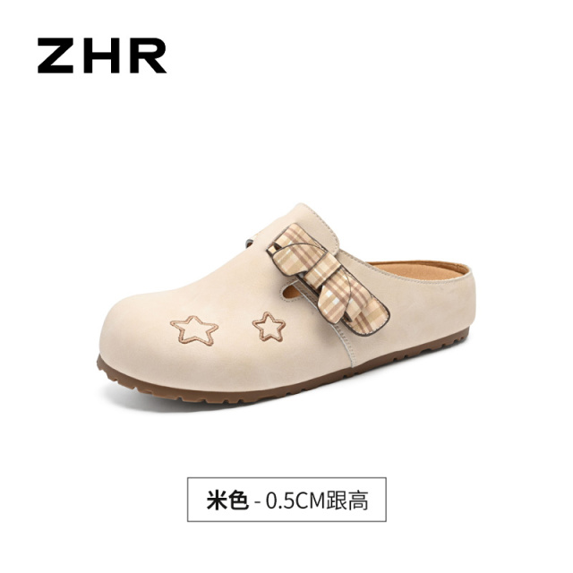 13748968.【ZHR则则】勃肯拖鞋圆头套脚平底女鞋[PU]