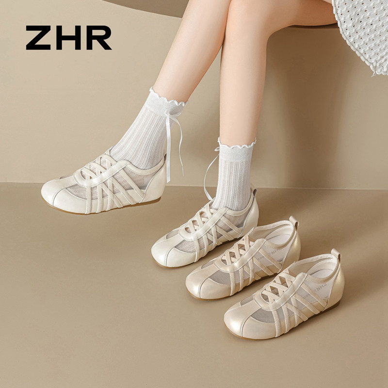 13748934.【ZHR则则】薄底德训鞋圆头套脚内增高女鞋[猪皮软垫]