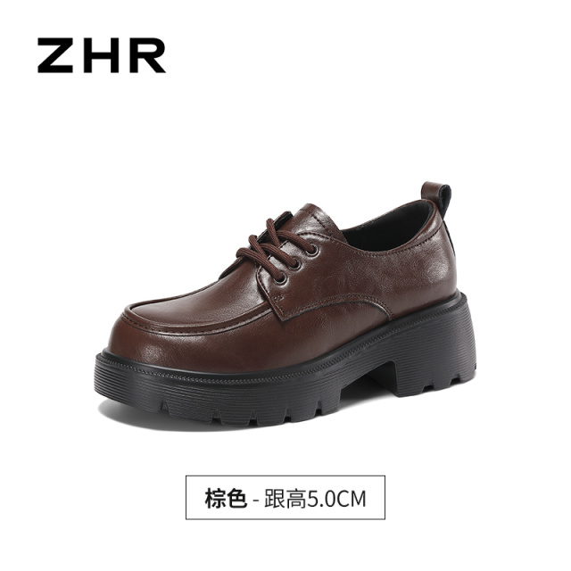13748994.【ZHR则则】深口单鞋圆头系带厚底女鞋[超纤]