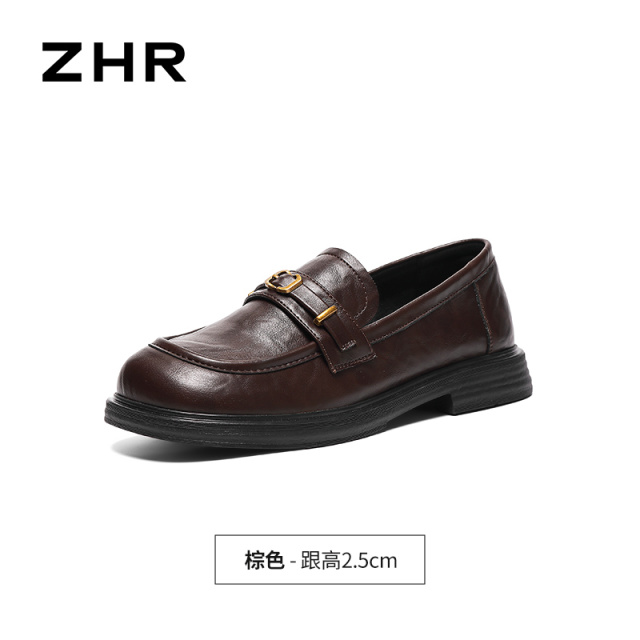13749045.【ZHR则则】平底乐福鞋圆头套脚厚底女鞋[猪皮软垫]