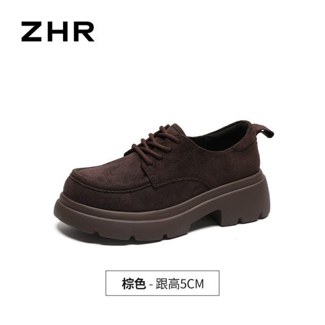 13748952.【ZHR则则】深口单鞋圆头系带厚底女鞋[羊京绒]