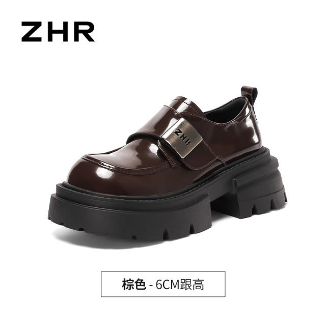 13748903.【ZHR则则】深口单鞋圆头魔术贴厚底女鞋[镜面PU]