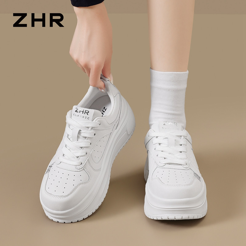 13748896.【ZHR则则】厚底小白鞋圆头系带厚底女鞋[猪皮软垫]