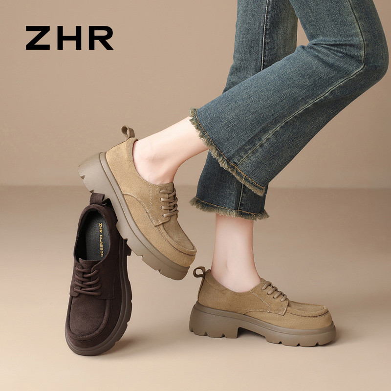 13748952.【ZHR则则】深口单鞋圆头系带厚底女鞋[羊京绒]