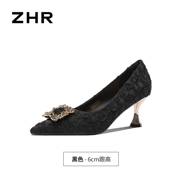 13748963.【ZHR则则】高跟单鞋尖头套脚细跟女鞋[织物]