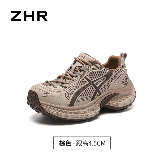 13748944.【ZHR则则】老爹鞋圆头系带厚底女鞋[超纤+网布]