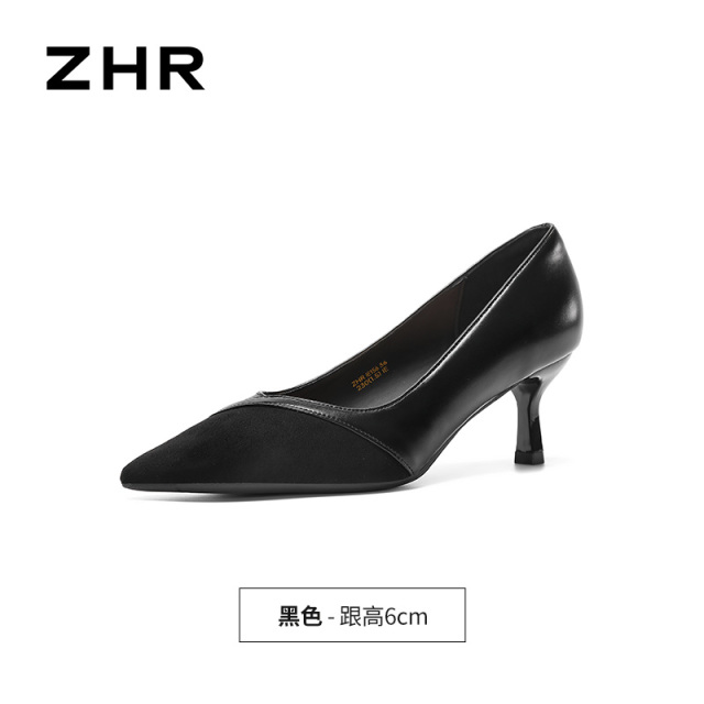 13748919.【ZHR则则】高跟单鞋尖头套脚厚底女鞋[PU+羊京绒]