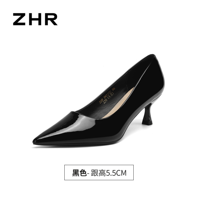 13748966.【ZHR则则】高跟单鞋尖头套脚细跟女鞋[PU]