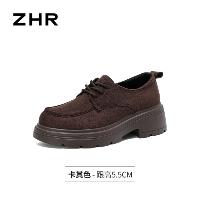 13748890.【ZHR则则】深口单鞋圆头系带厚底女鞋[羊京绒]