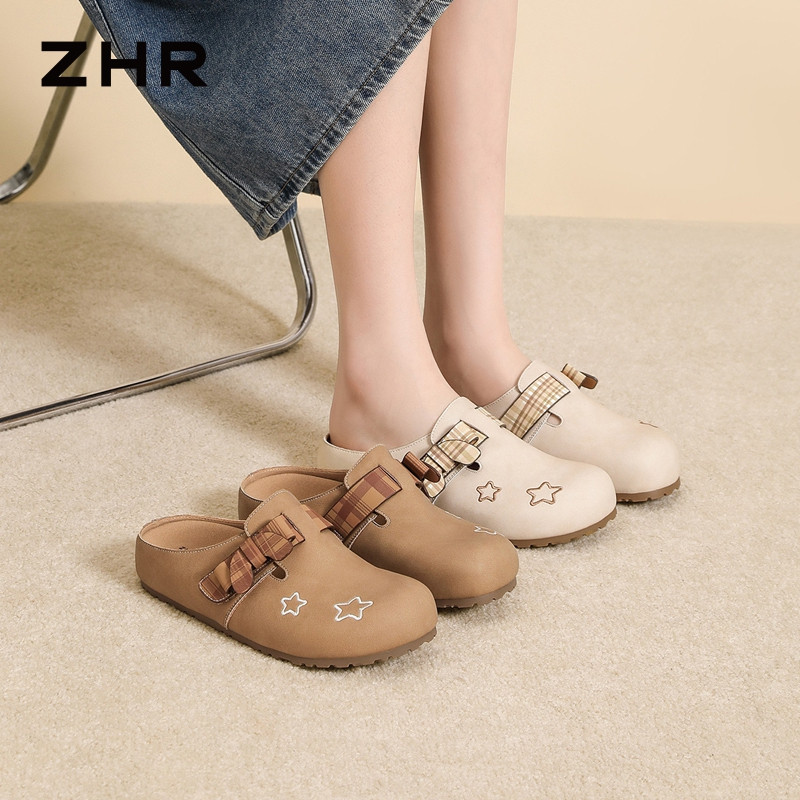 13748968.【ZHR则则】勃肯拖鞋圆头套脚平底女鞋[PU]