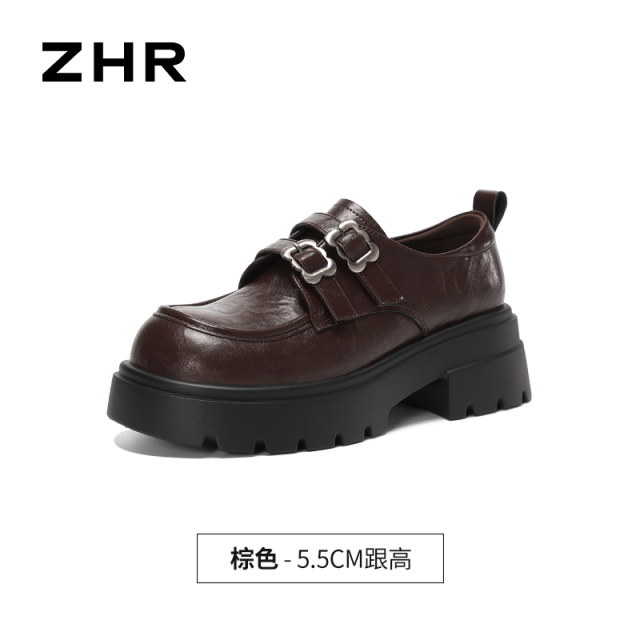 13748939.【ZHR则则】深口单鞋圆头搭扣厚底女鞋[PU]