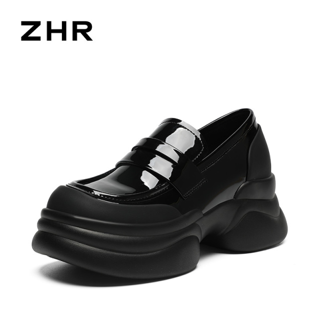 13748902.【ZHR则则】厚底乐福鞋圆头系带厚底女鞋[PU]