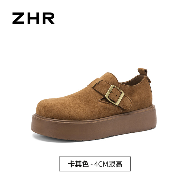 13748928.【ZHR则则】勃肯鞋圆头搭扣厚底女鞋[牛奶绒]