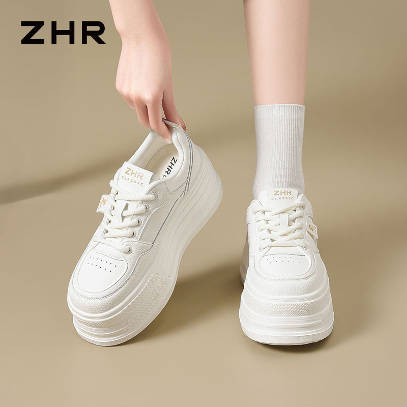 13749002.【ZHR则则】厚底小白鞋圆头系带厚底女鞋[PU]