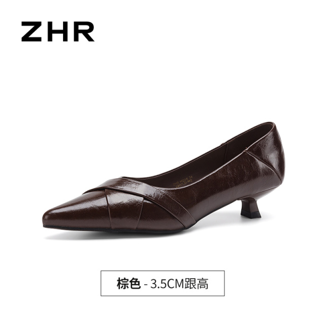 13748996.【ZHR则则】高跟单鞋尖头套脚细跟女鞋[PU]