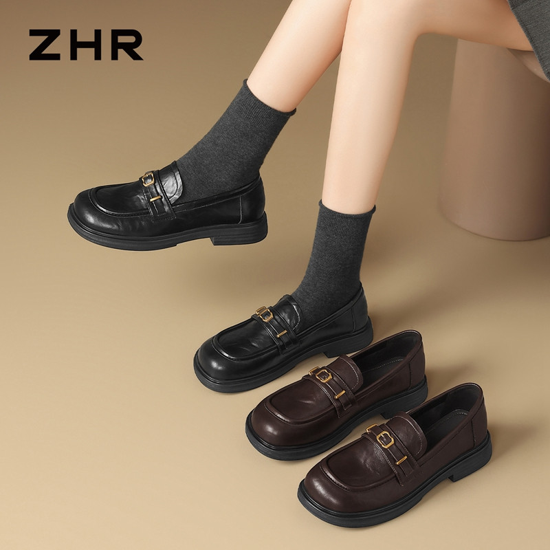 13749045.【ZHR则则】平底乐福鞋圆头套脚厚底女鞋[猪皮软垫]